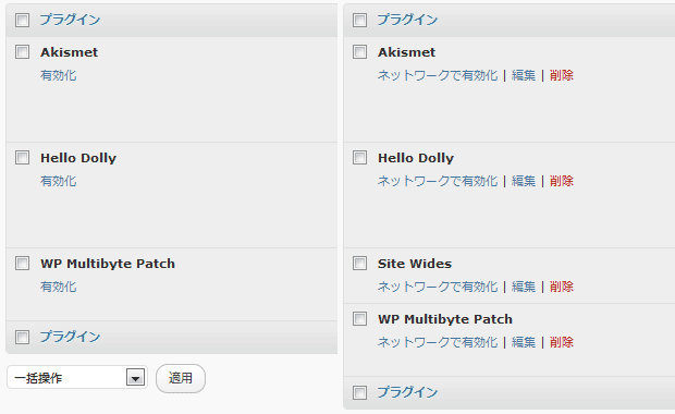 ネットワーク専用のプラグイン